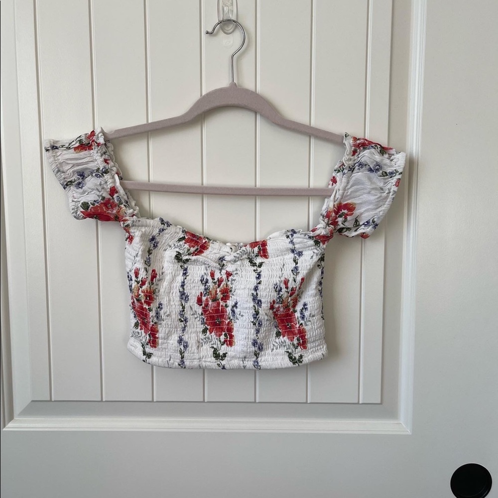 Forever21 matching white flower set. Shirt and skirt size small